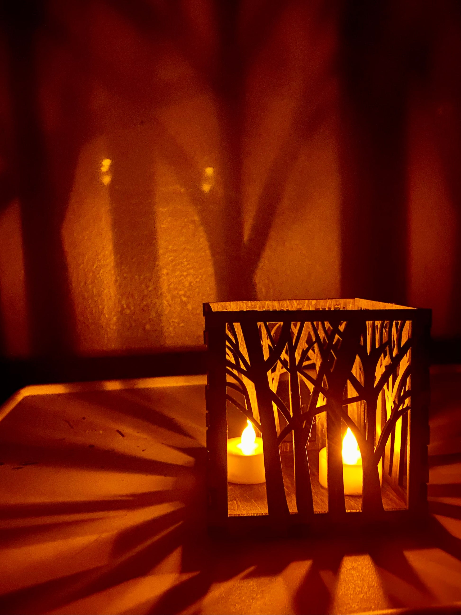 Laser Cut Tree Tealight/Votive Candle Holder/Lantern