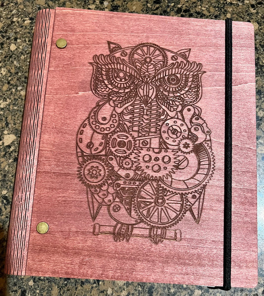 Laser Cut Notebook/Journal Steampunk Owl