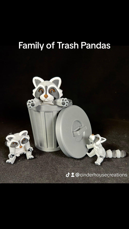 Articulated Raccoon Family - Cinder House Creations