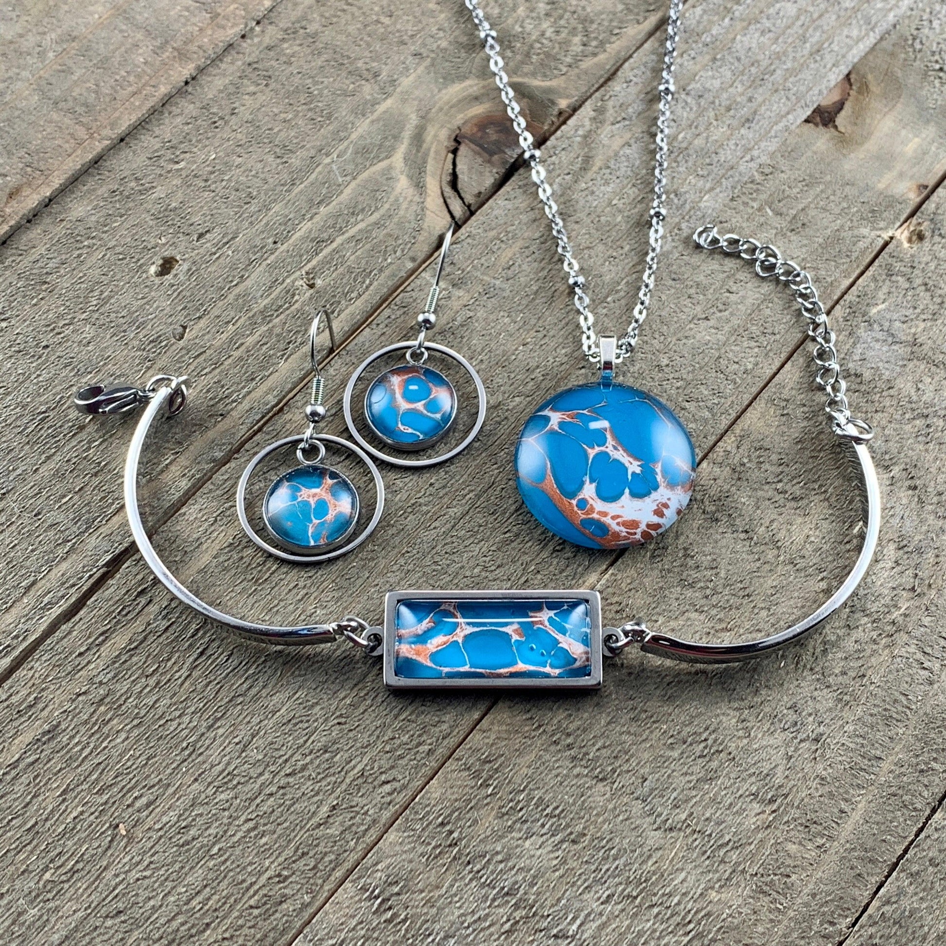 Wearable Art Pendant, Bracelet and Earring Sets - Cinder House Creations