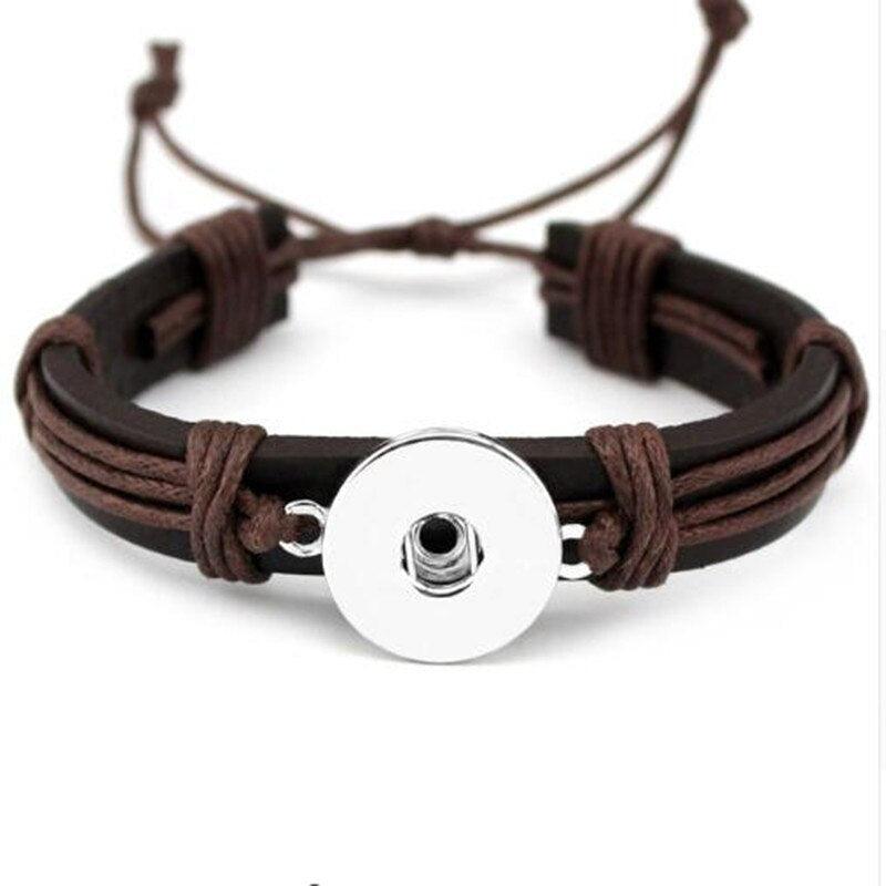 Wax String Wrapped Leather Snap Bracelet - Cinder House Creations