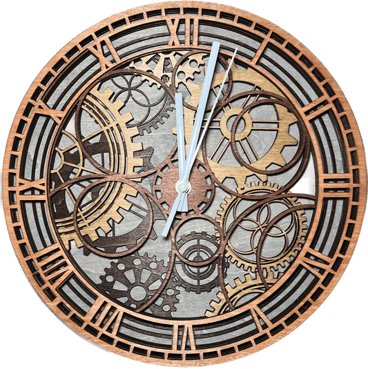 Multilayered Wood Steampunk Styled Clock - Cinder House Creations