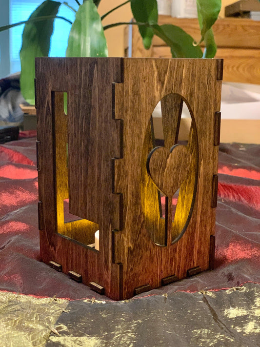 Laser Cut Love Tealight/Votive Candle Holder/Lantern - Cinder House Creations