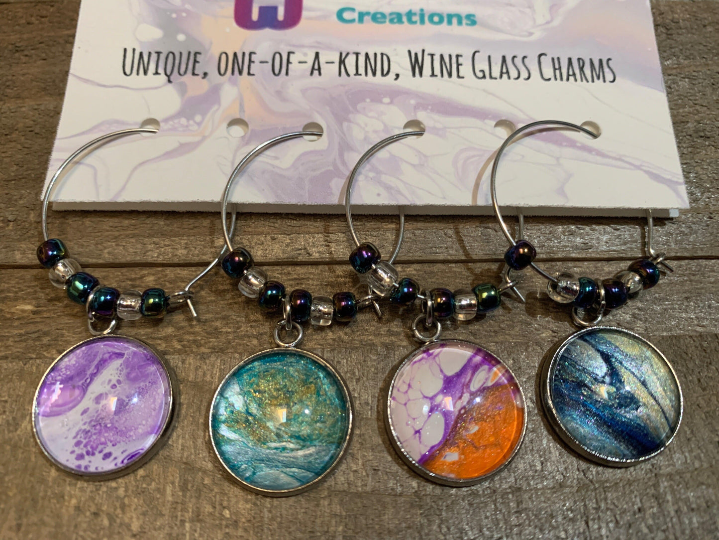 Fluid Art Wine Charm Set - Cinder House Creations