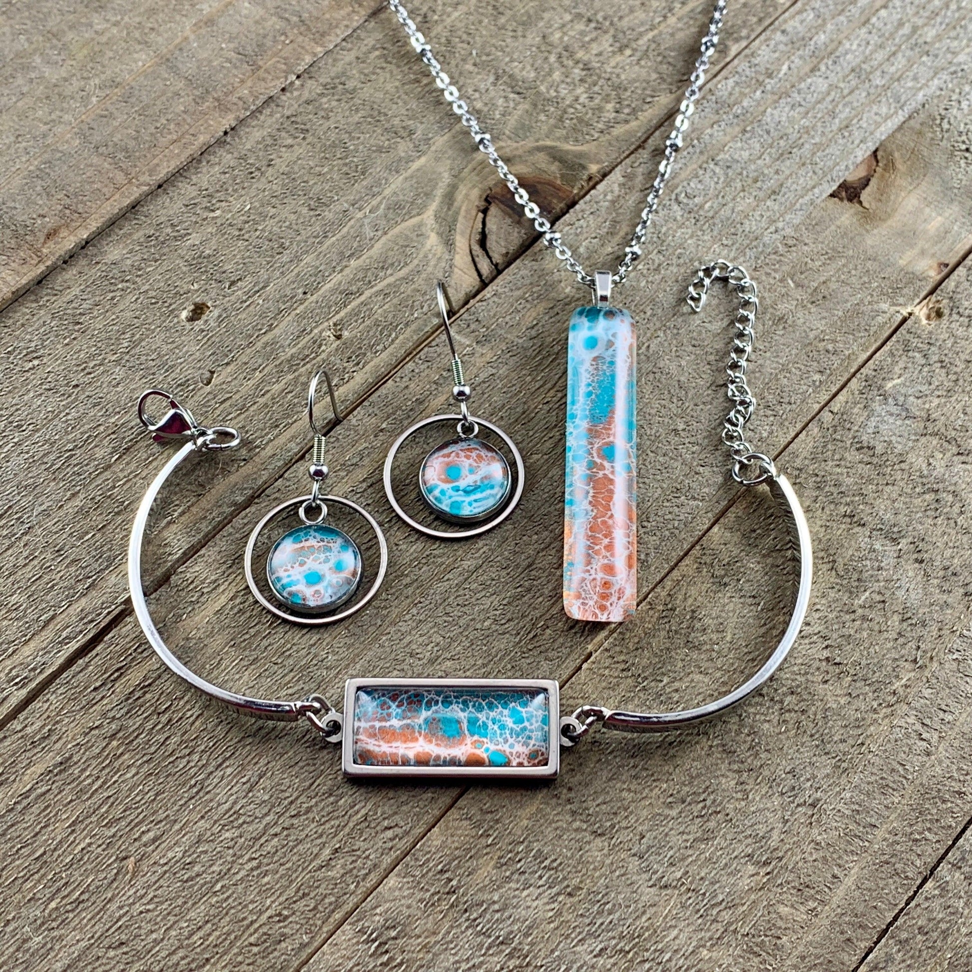 Wearable Art Pendant, Bracelet and Earring Sets - Cinder House Creations