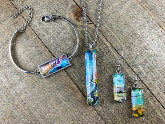 Wearable Art Pendant, Bracelet and Earring Sets - Cinder House Creations