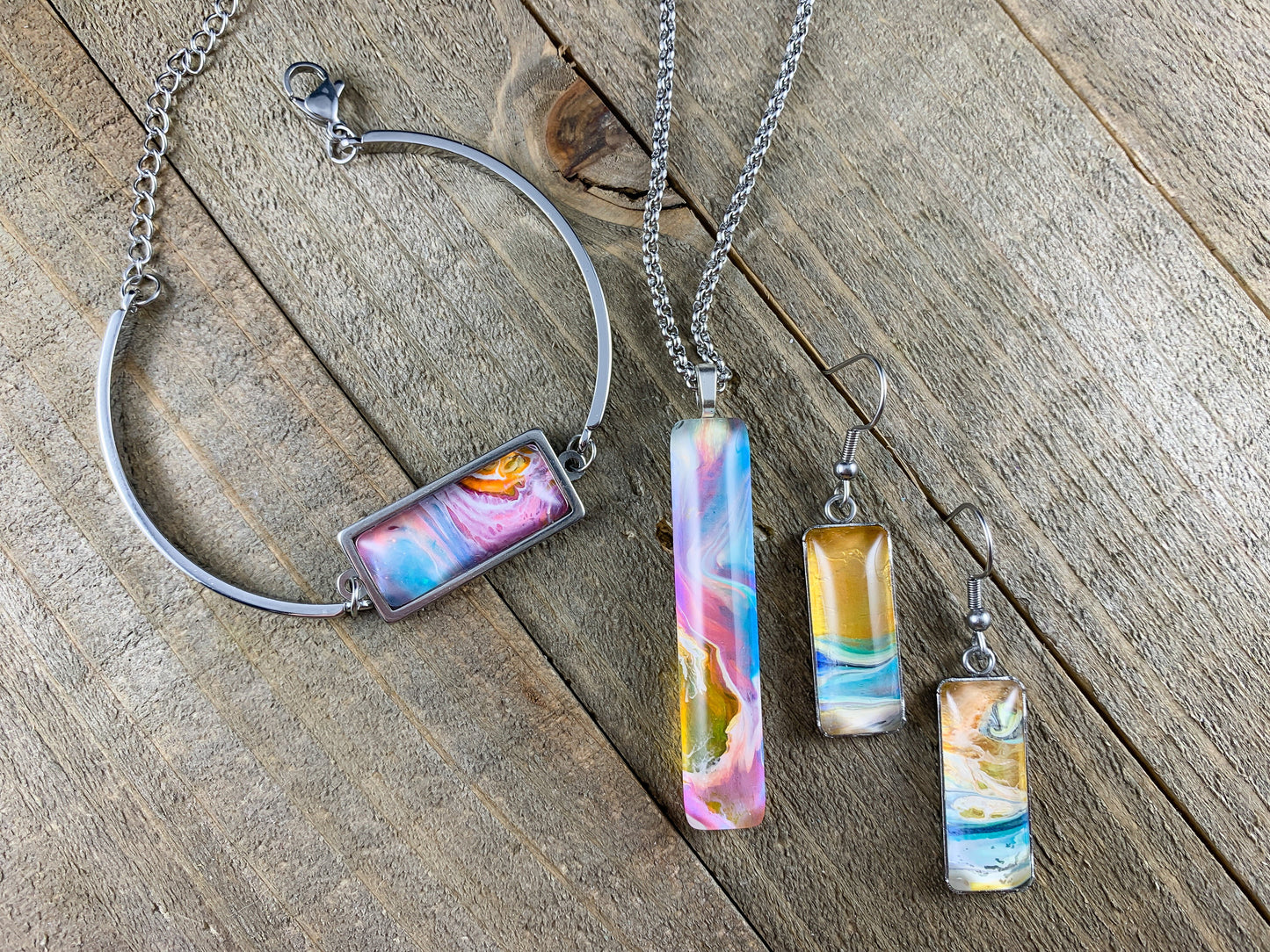 Wearable Art Pendant, Bracelet and Earring Sets - Cinder House Creations