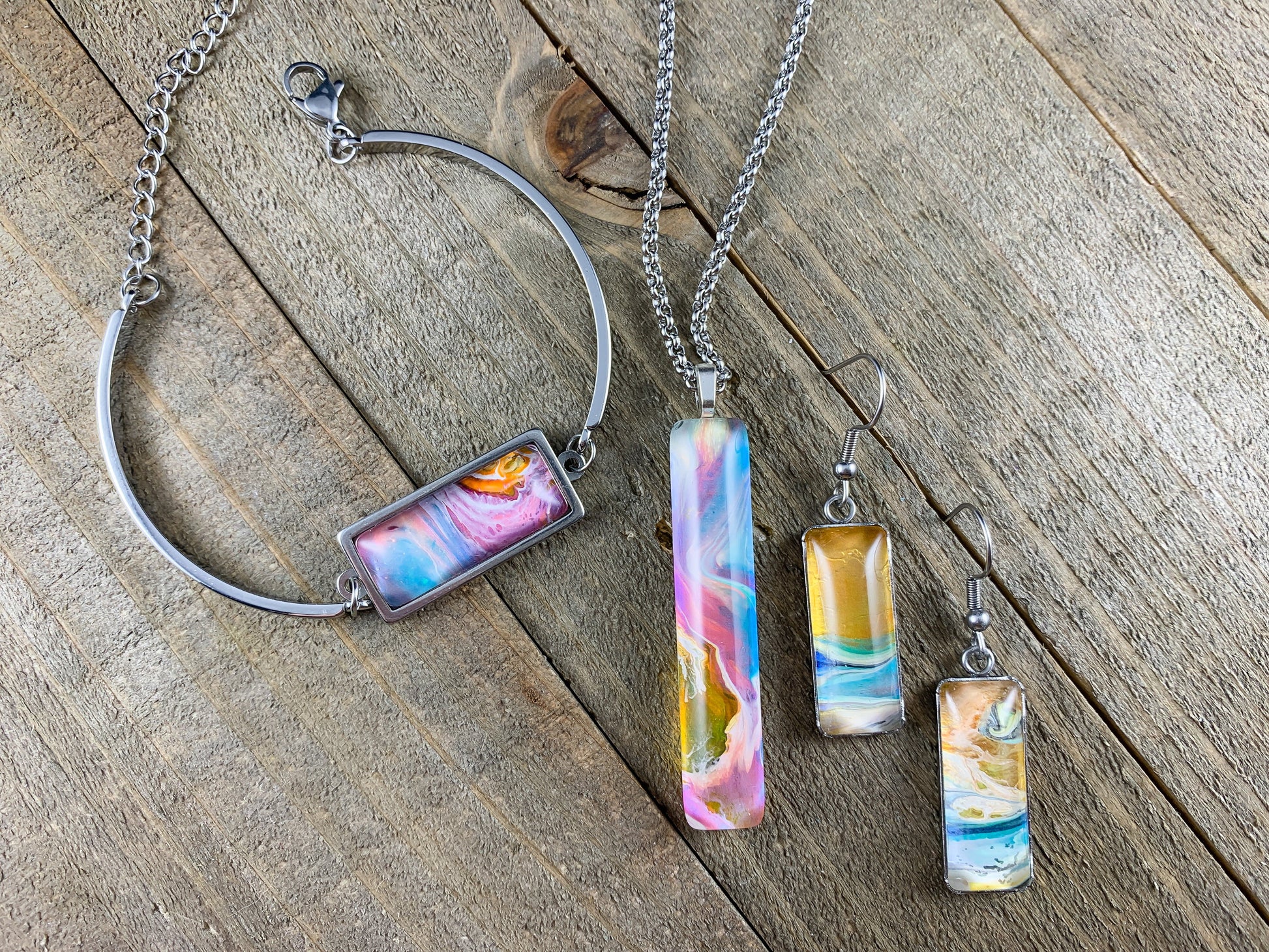 Wearable Art Pendant, Bracelet and Earring Sets - Cinder House Creations
