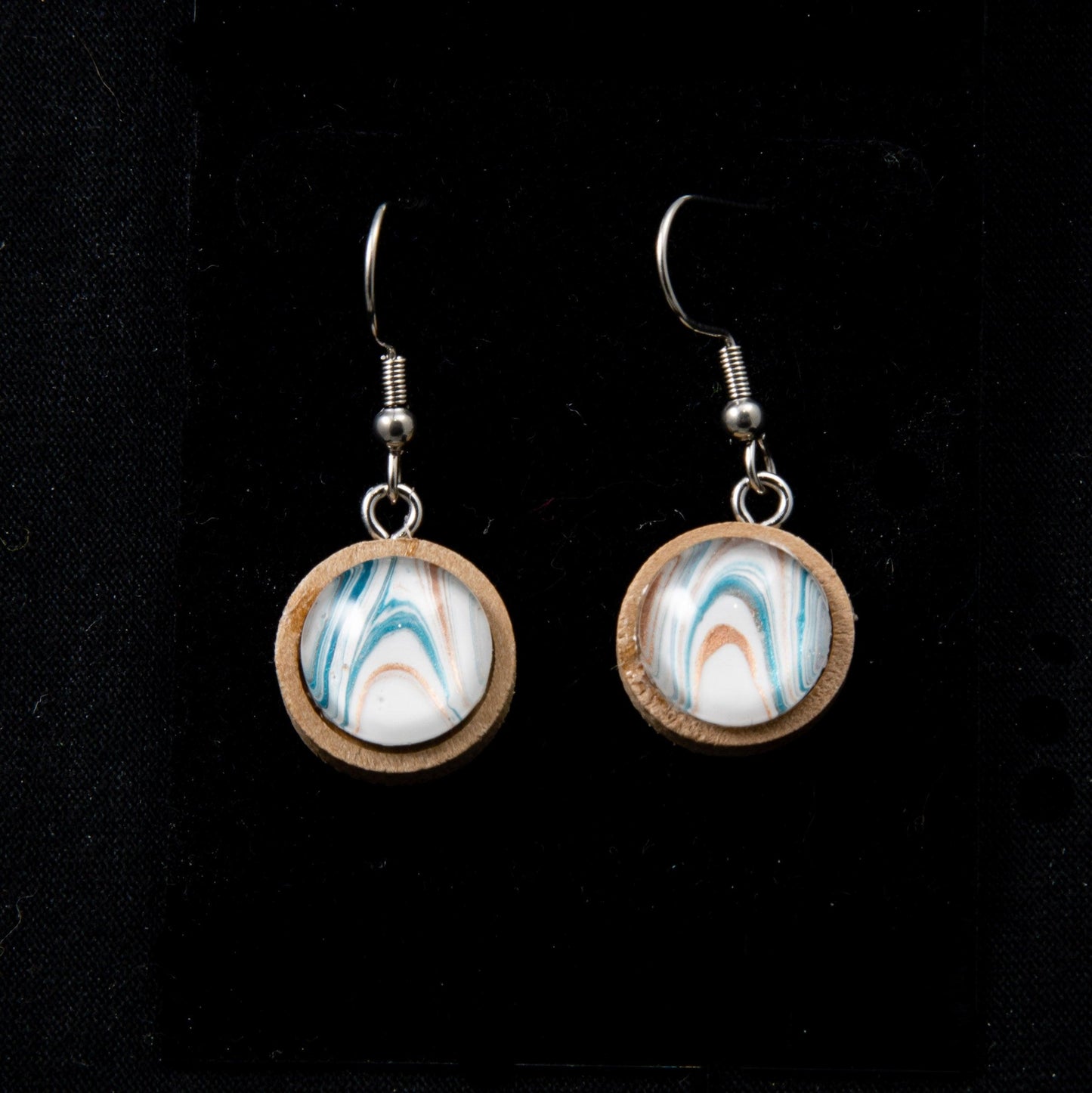 Wooden Wearable Art Fish Hook Earrings - Cinder House Creations