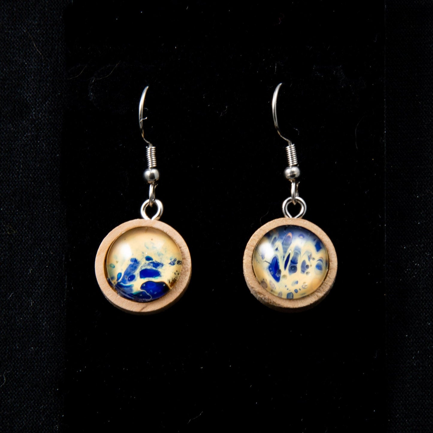 Wooden Wearable Art Fish Hook Earrings - Cinder House Creations