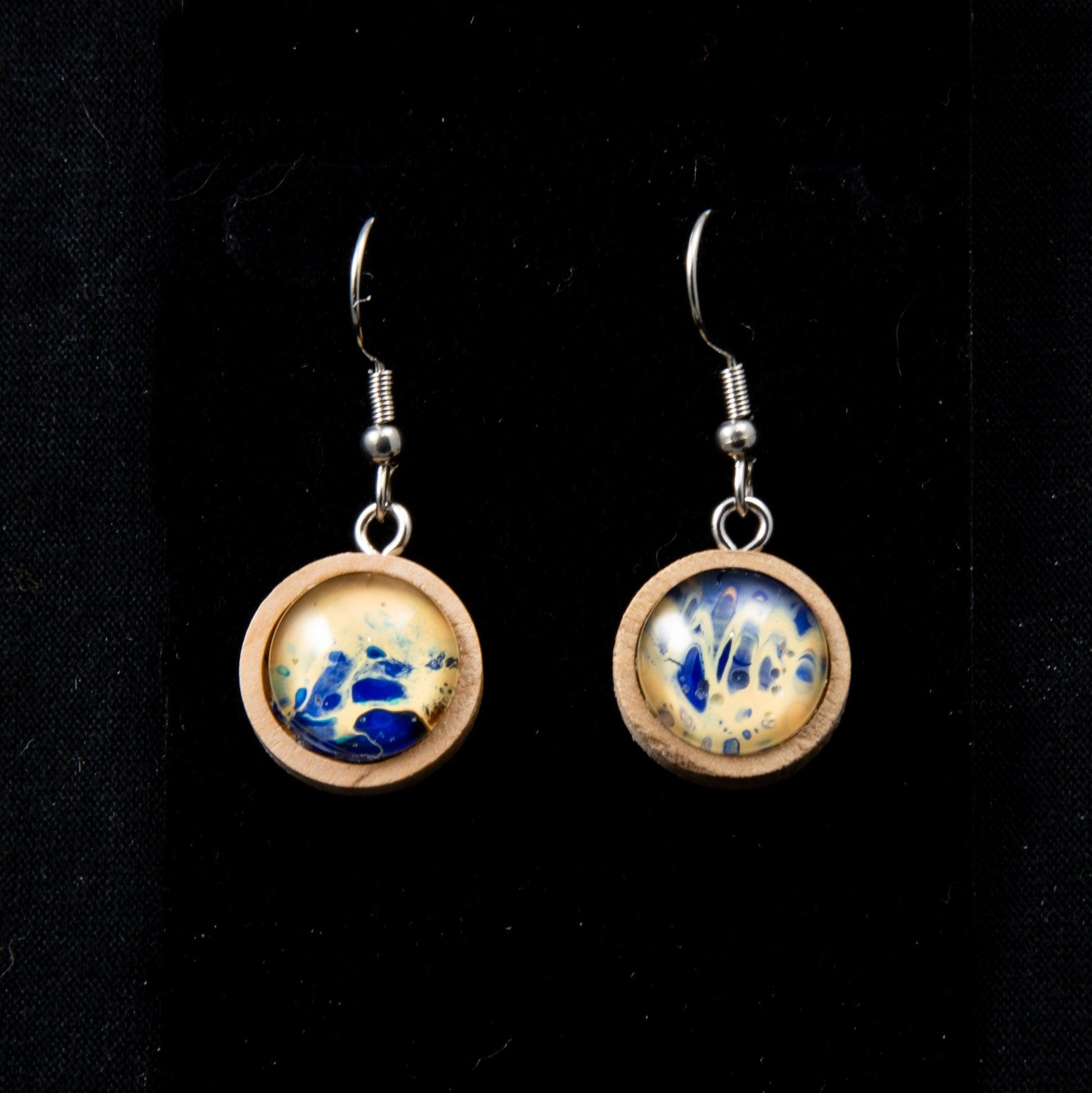 Wooden Wearable Art Fish Hook Earrings - Cinder House Creations