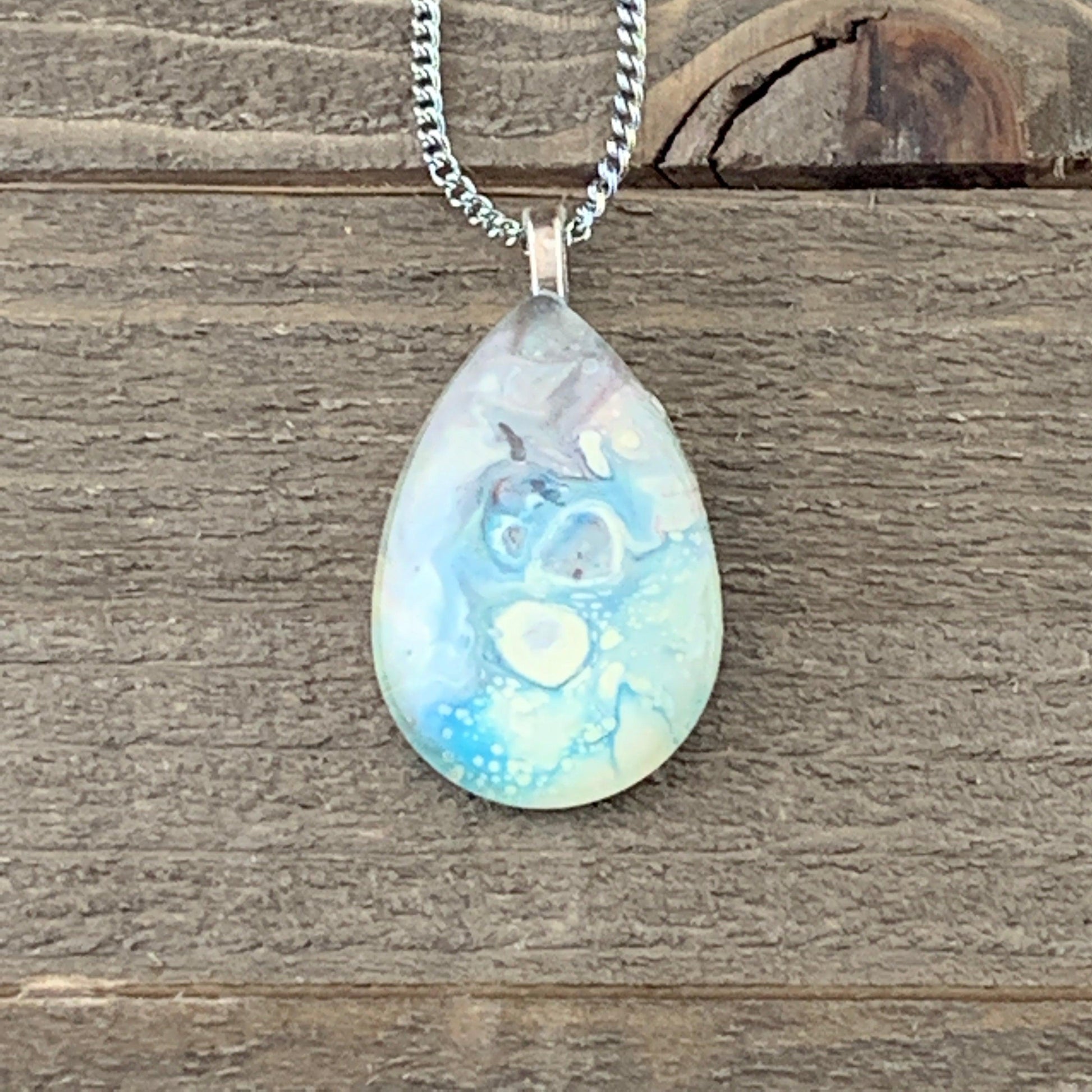 Tray-less Wearable Art Teardrop Pendant - Cinder House Creations