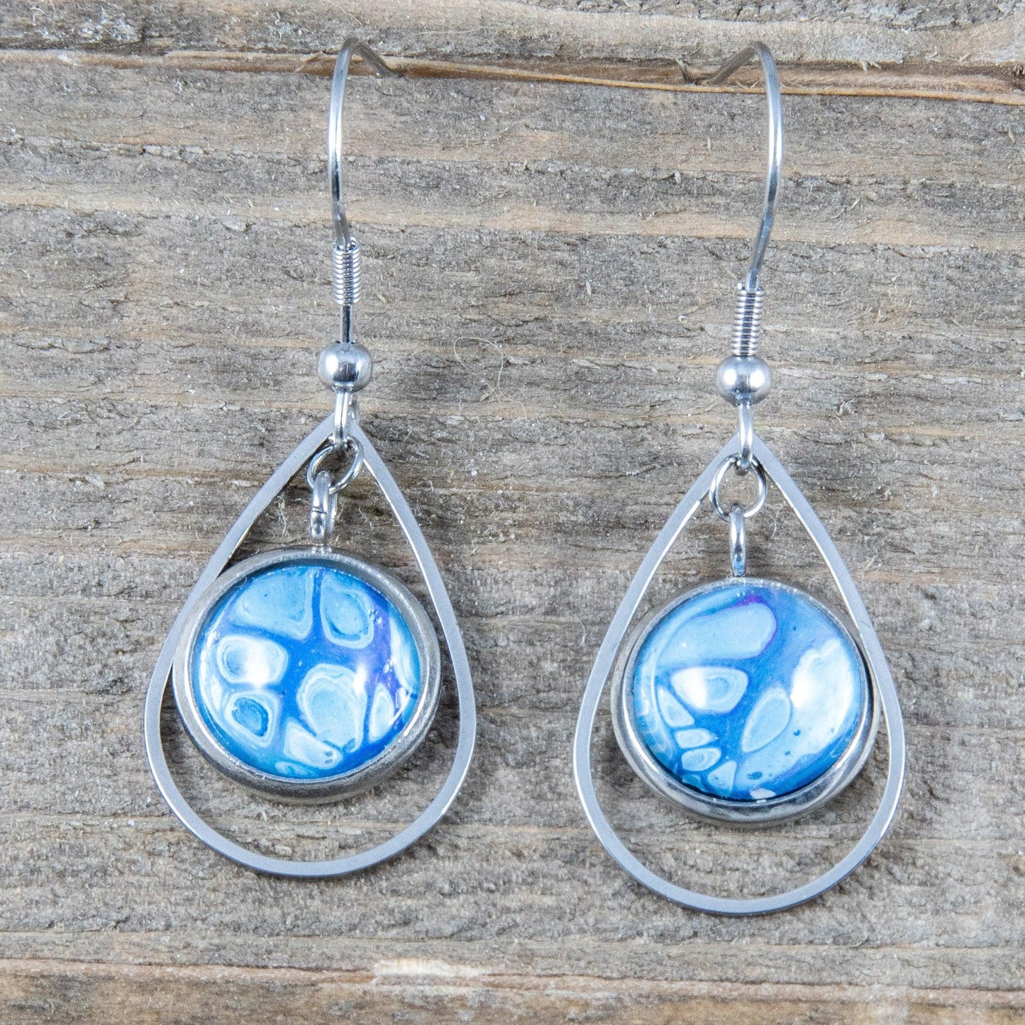 Wearable Art Teardrop Fish Hook Earrings - Cinder House Creations