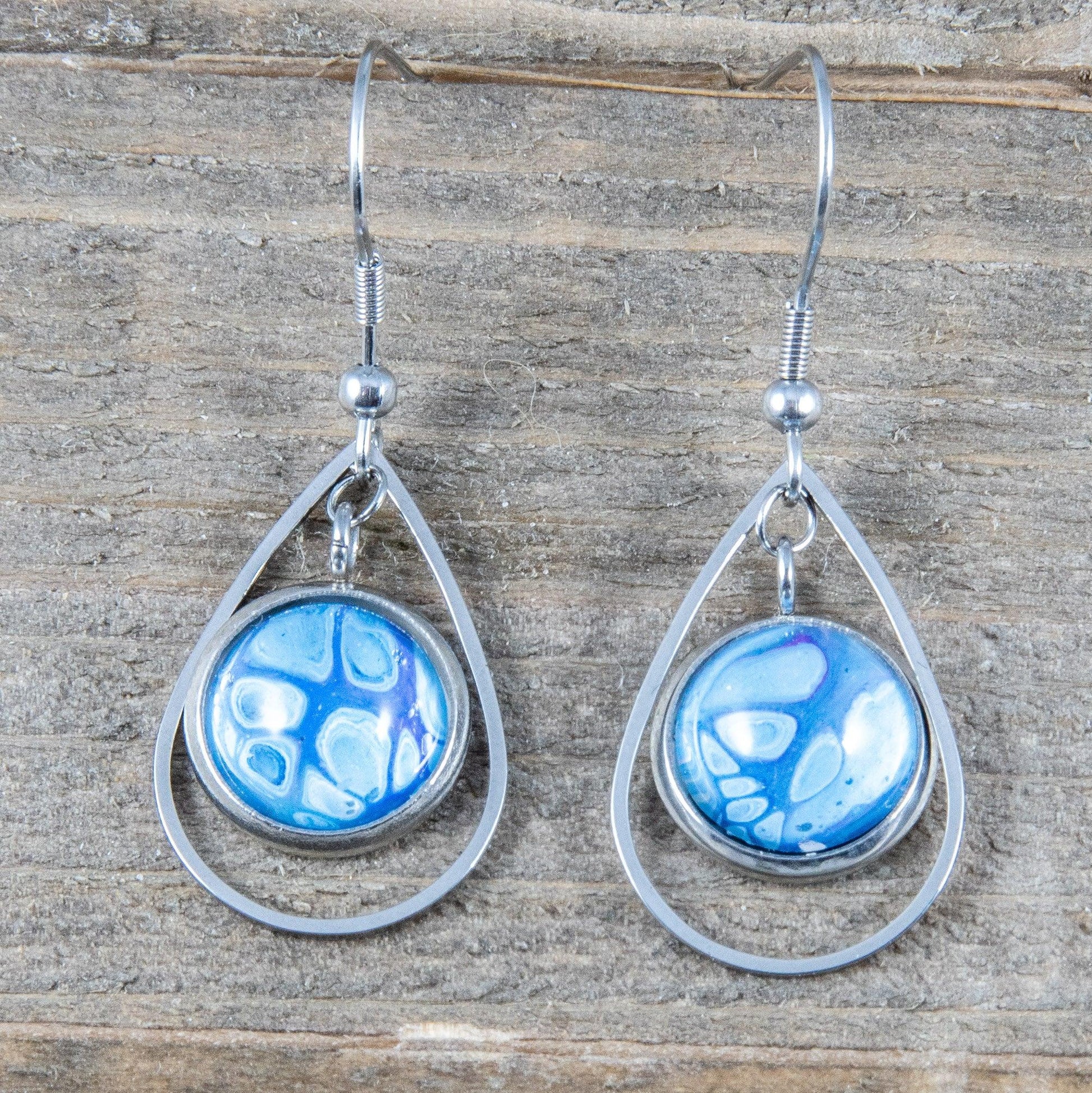 Wearable Art Teardrop Fish Hook Earrings - Cinder House Creations