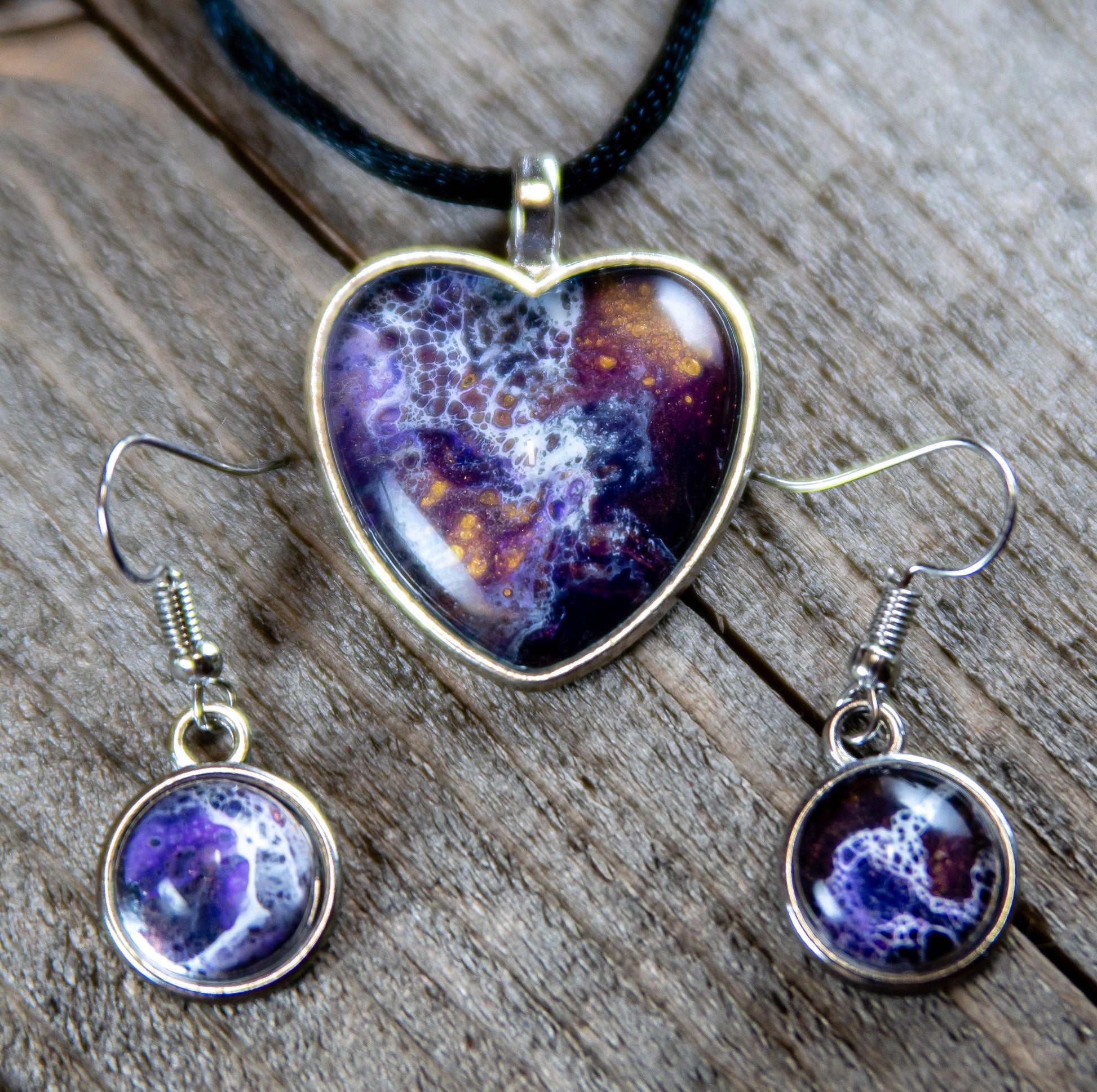 Heart Wearable Art Pendant and Earring Sets - Cinder House Creations