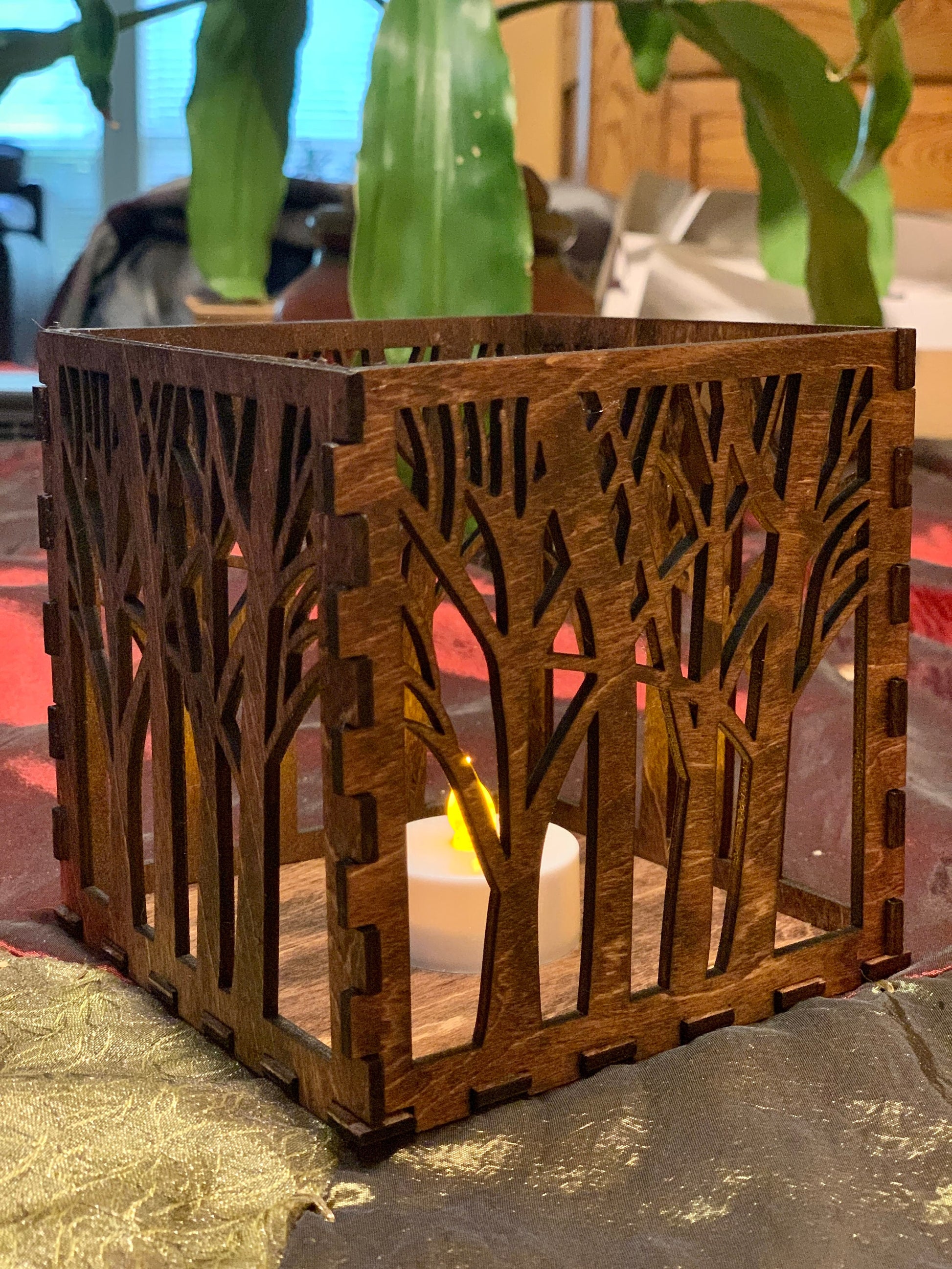 Laser Cut Tree Tealight/Votive Candle Holder/Lantern
