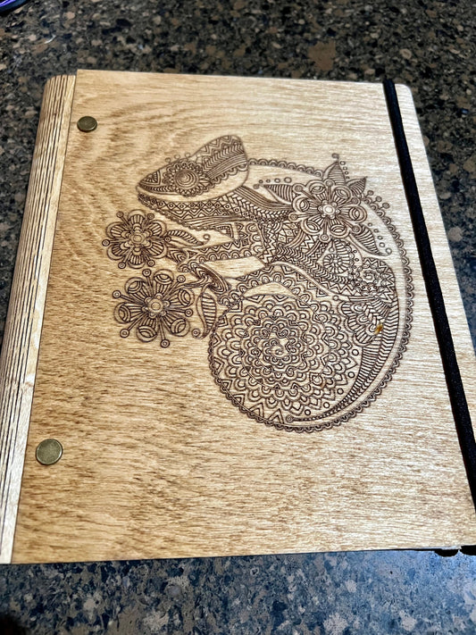 Laser Cut Notebook/Journal Mandala Chameleon