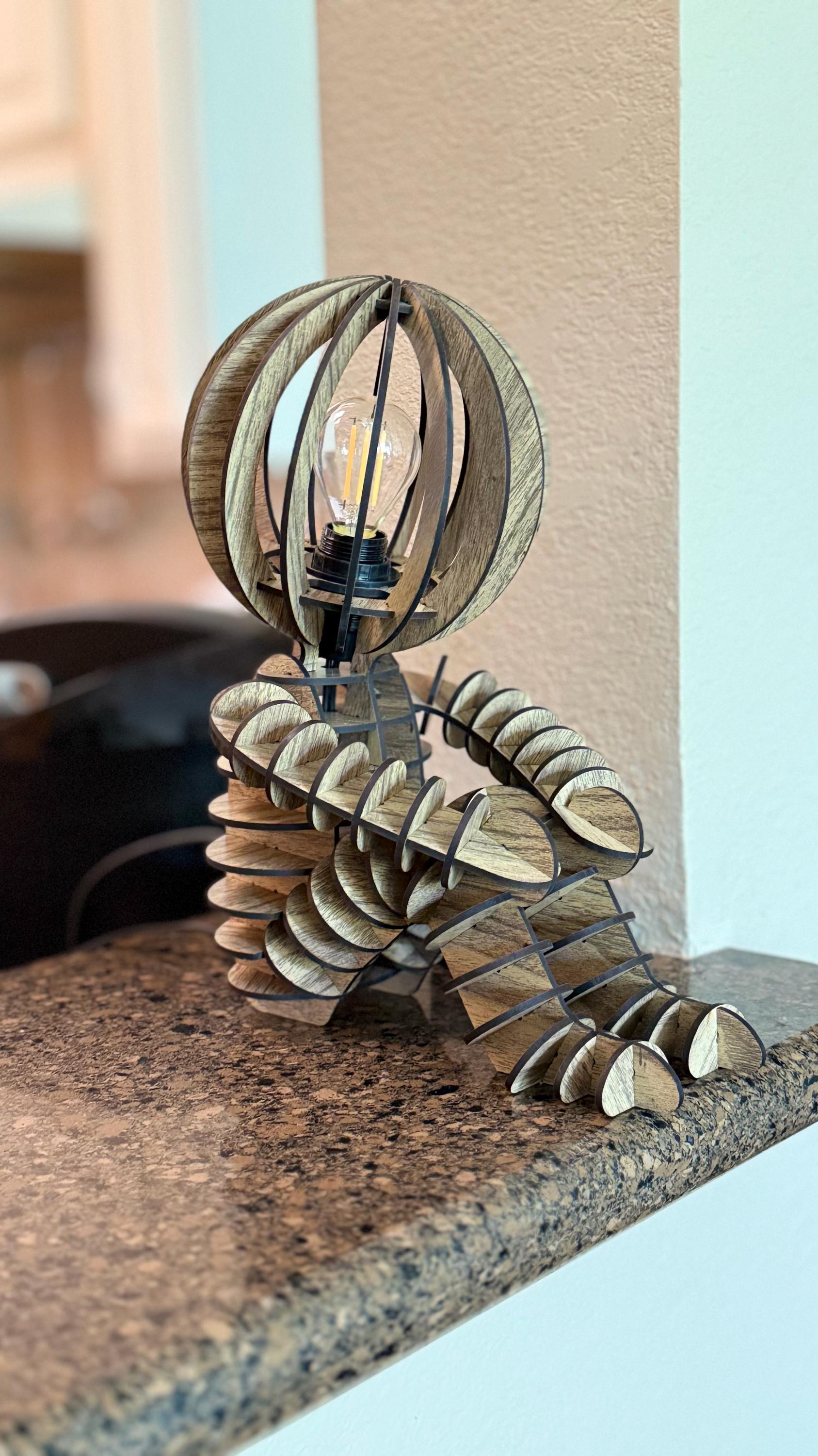 Handcrafted Wooden Figure Table Lamp