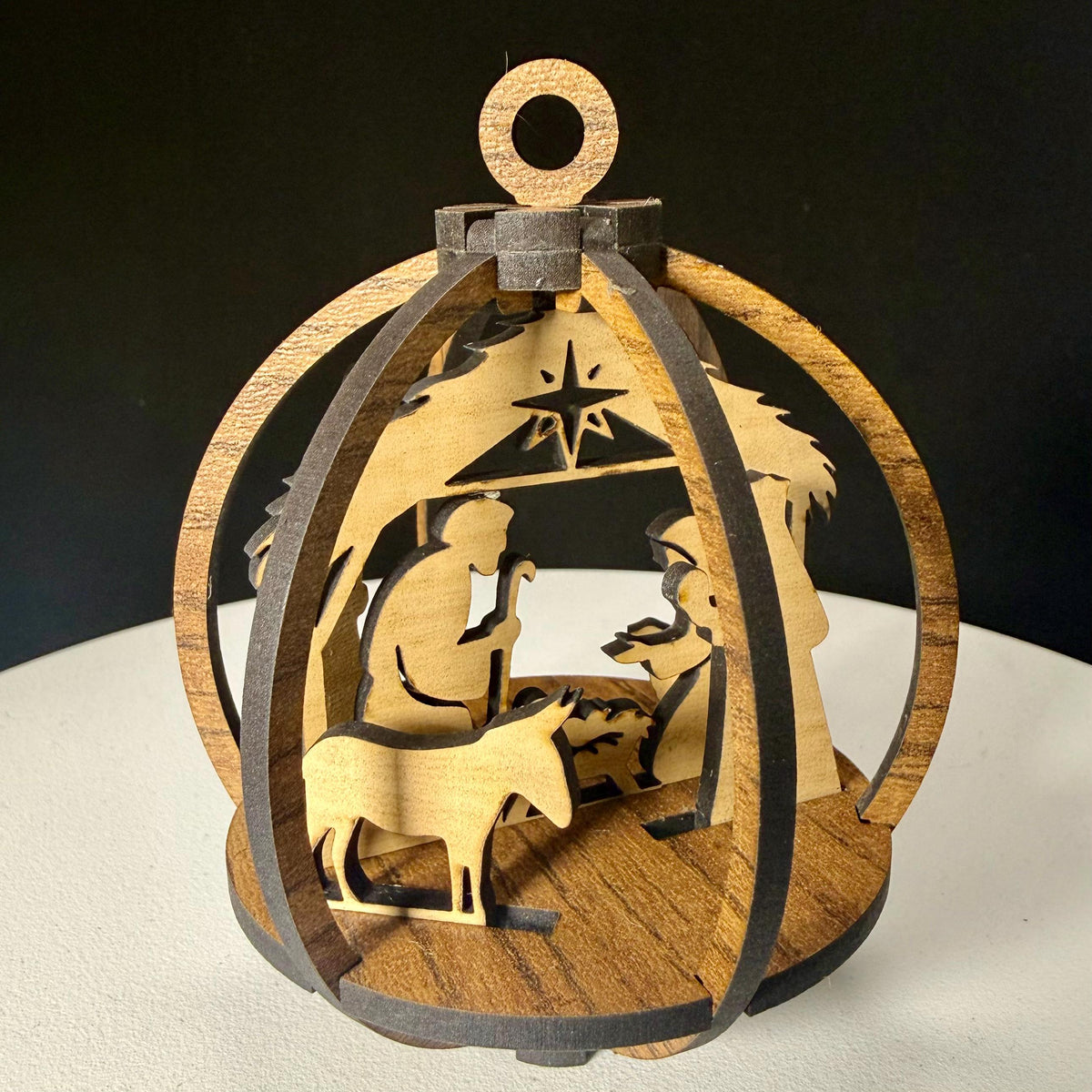 Wooden Nativity Christmas Ornament – 3D Rustic Holiday Decor