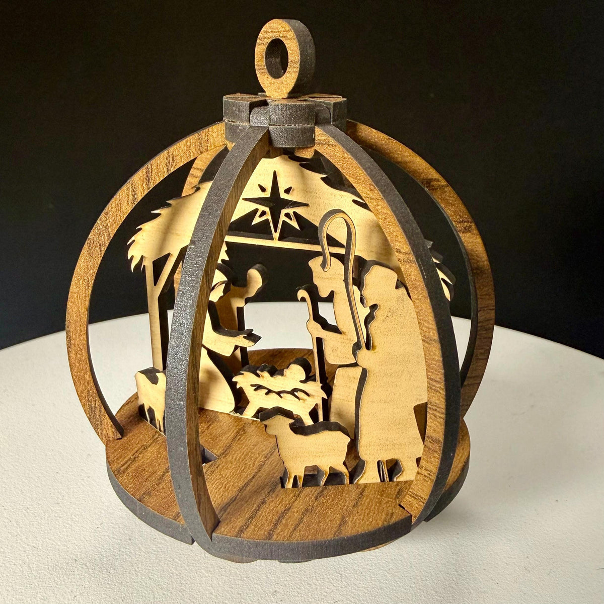Wooden Nativity Christmas Ornament – 3D Rustic Holiday Decor