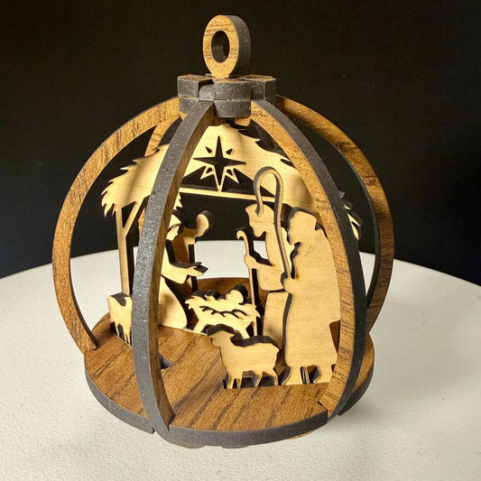Wooden Nativity Christmas Ornament – 3D Rustic Holiday Decor