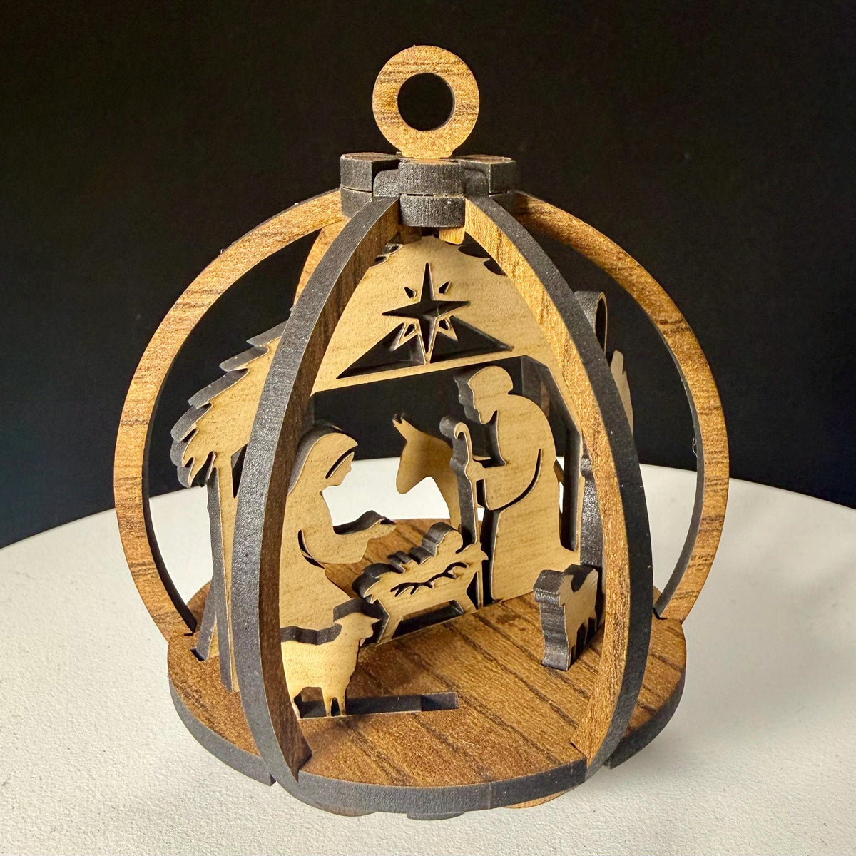 Wooden Nativity Christmas Ornament – 3D Rustic Holiday Decor
