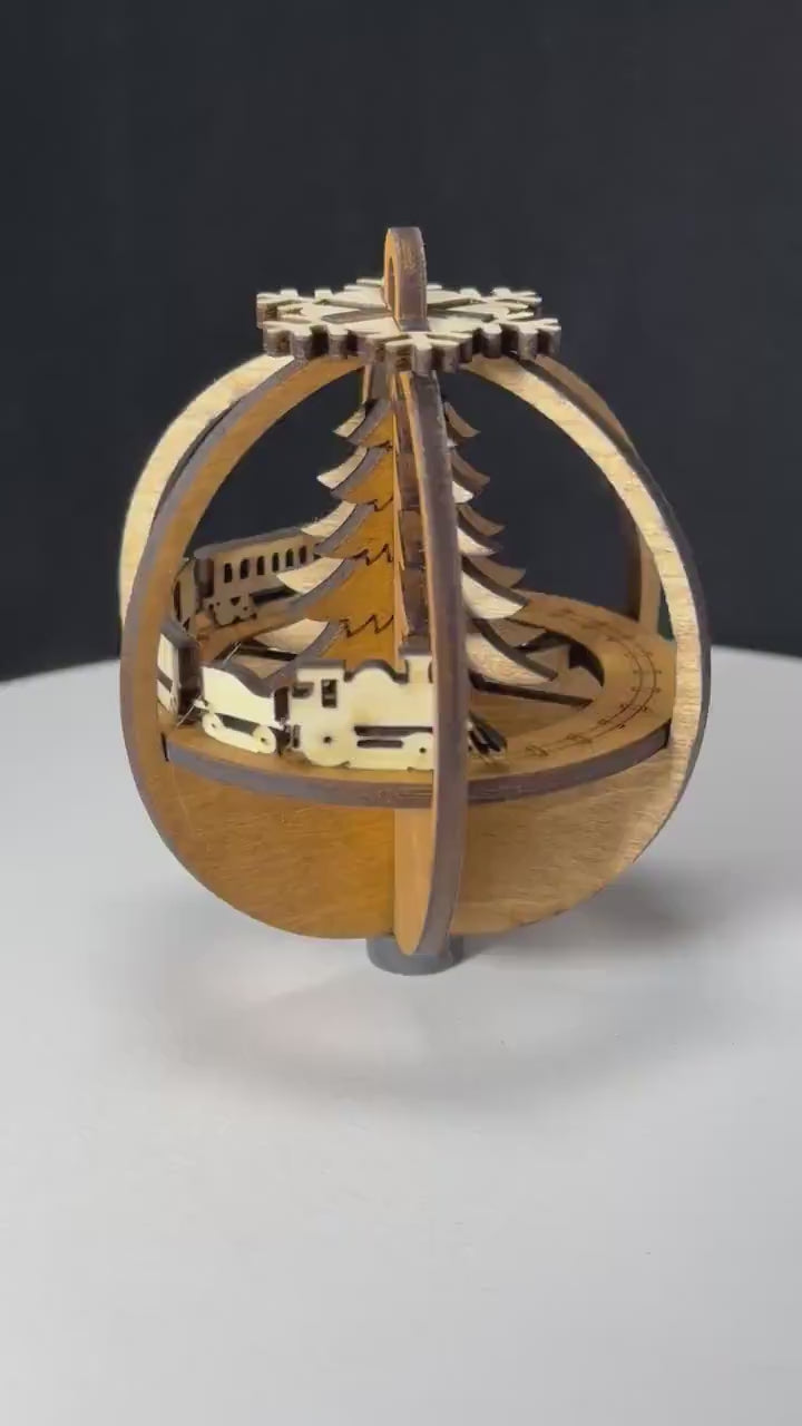 Wood Train Christmas Tree Ornament