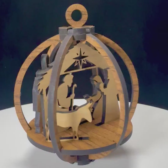 Wooden Nativity Christmas Ornament – 3D Rustic Holiday Decor