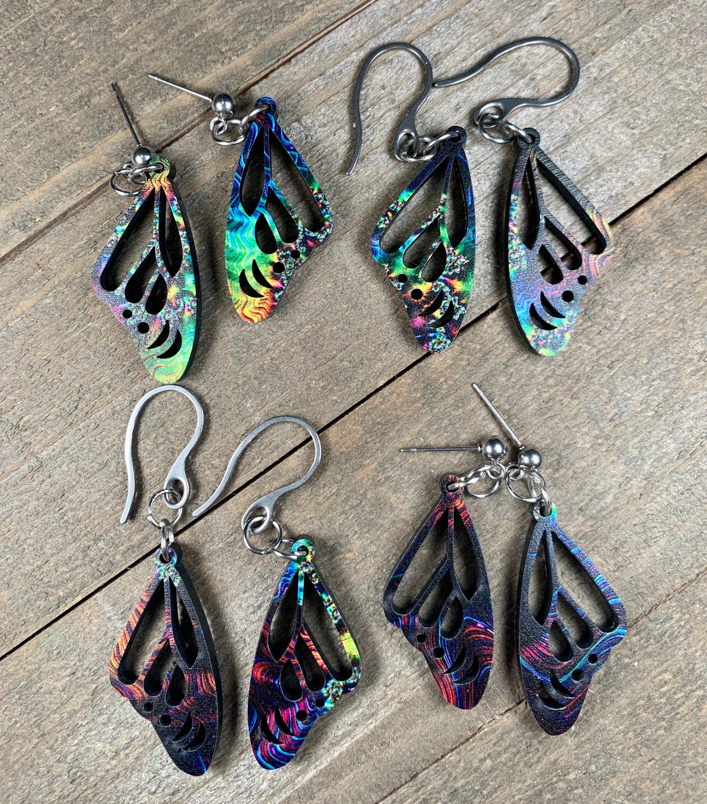 Acrylic Butterfly Wing Earrings - Cinder House Creations