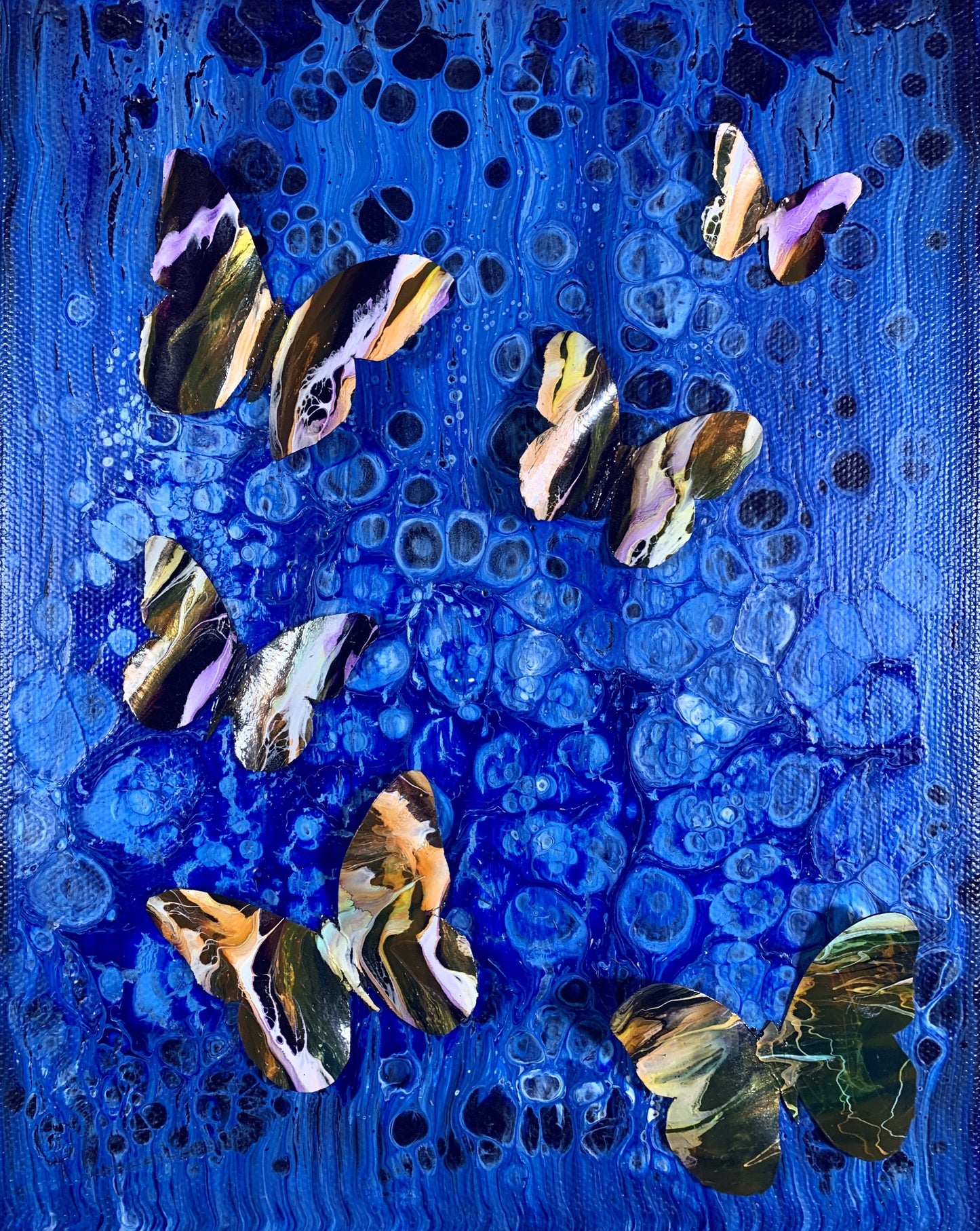 Fluid Art Abstract #287 - Mixed media Butterflies - Cinder House Creations