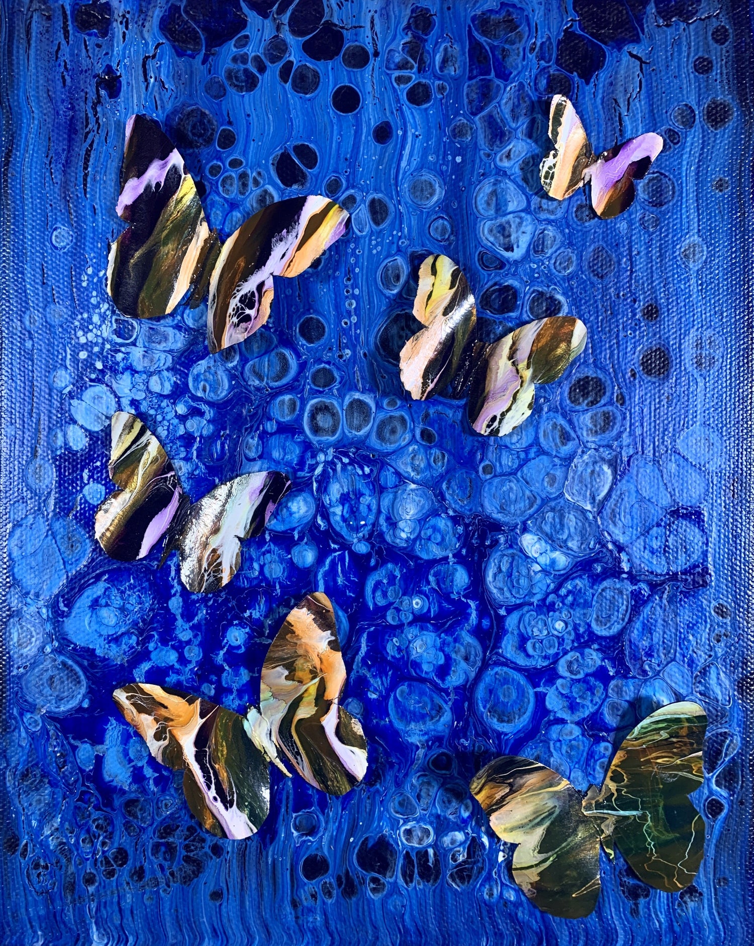 Fluid Art Abstract #287 - Mixed media Butterflies - Cinder House Creations
