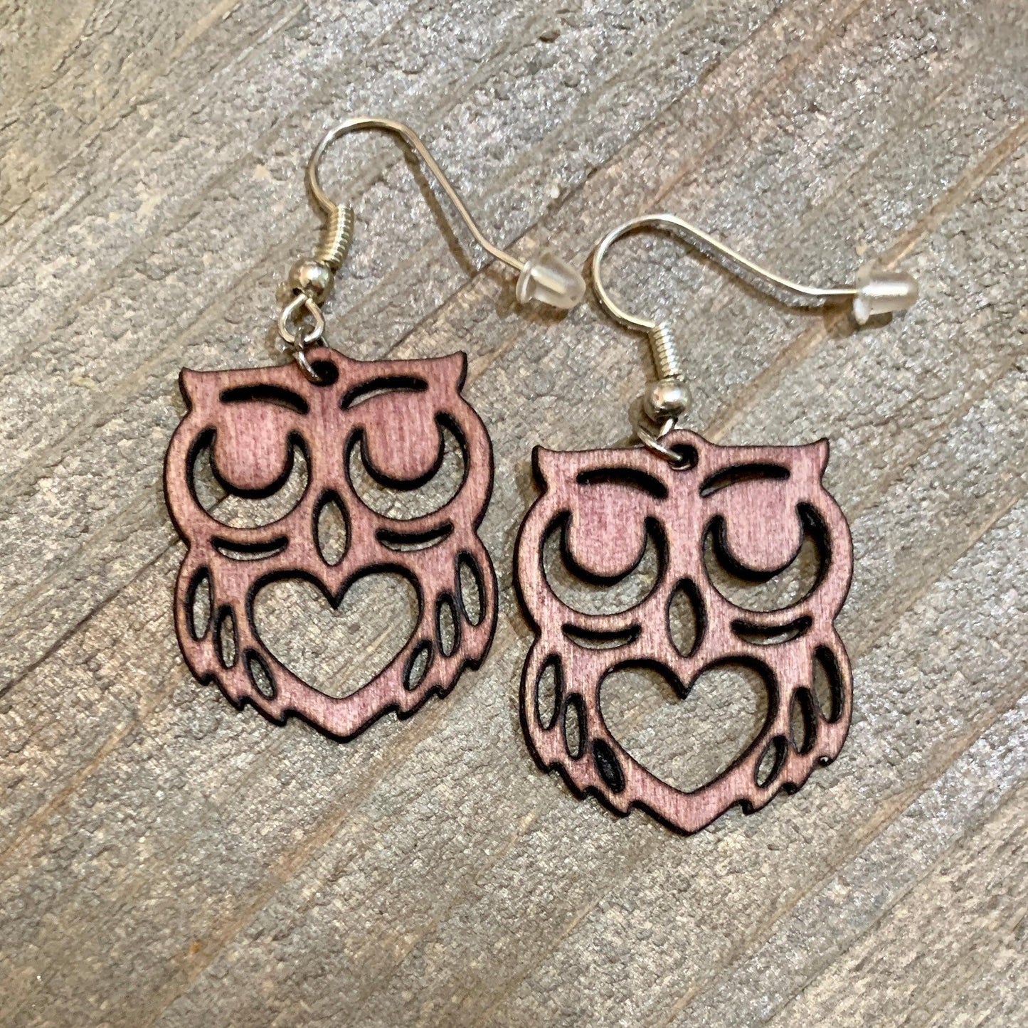 Laser Cut Wood Owl Earrings - Cinder House Creations