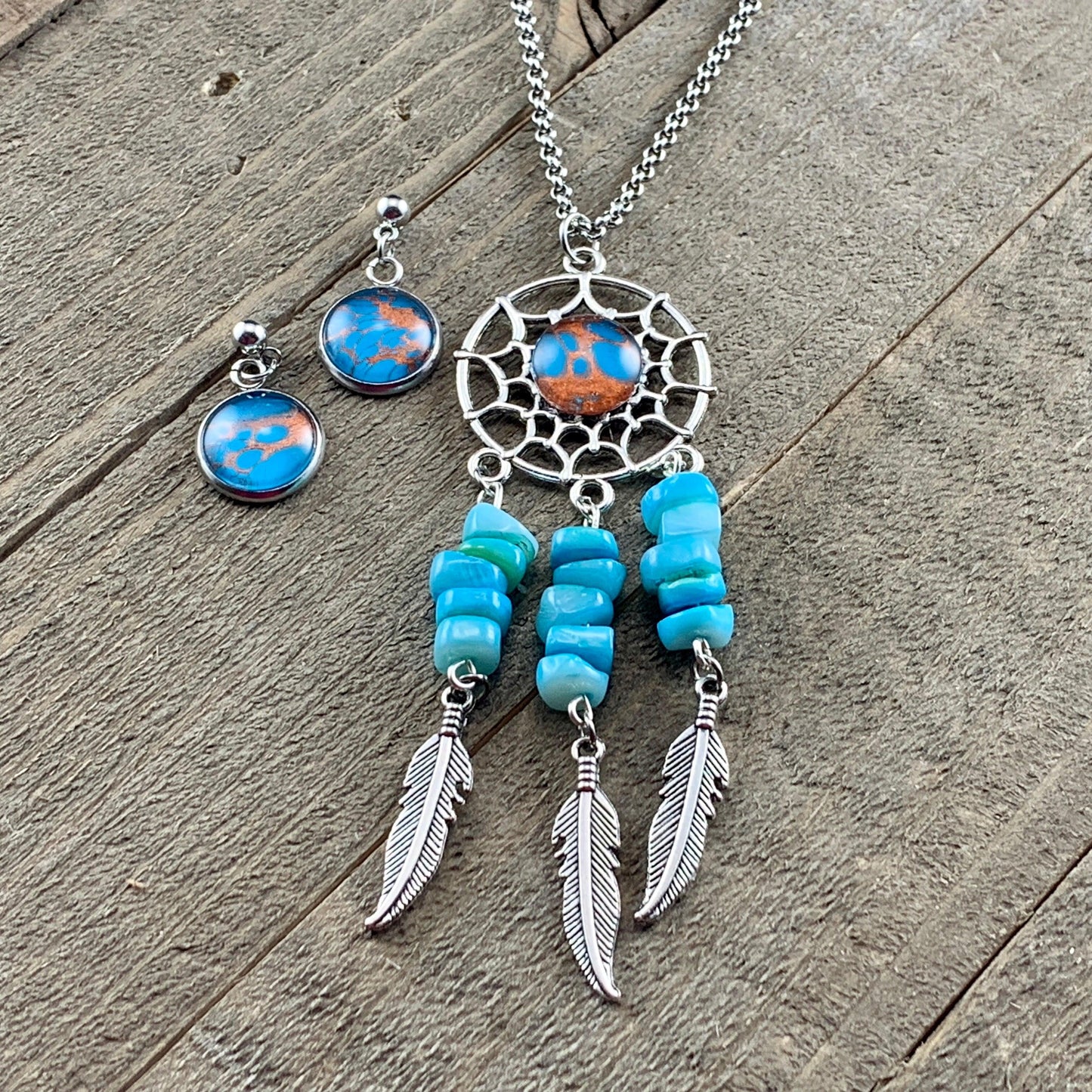 Dream Catcher Wearable Art Pendant and Earring Sets - Cinder House Creations