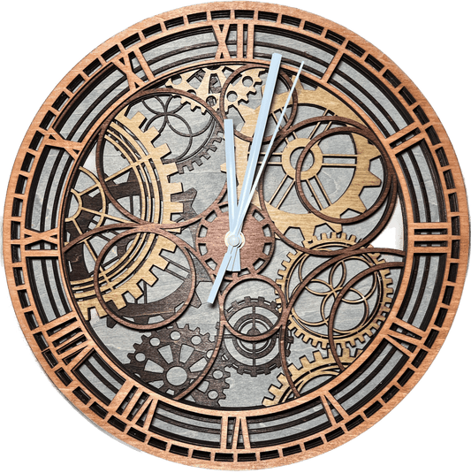 Multilayered Wood Steampunk Styled Clock