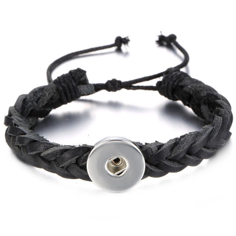 Twisted Leather Snap Bracelet - Cinder House Creations