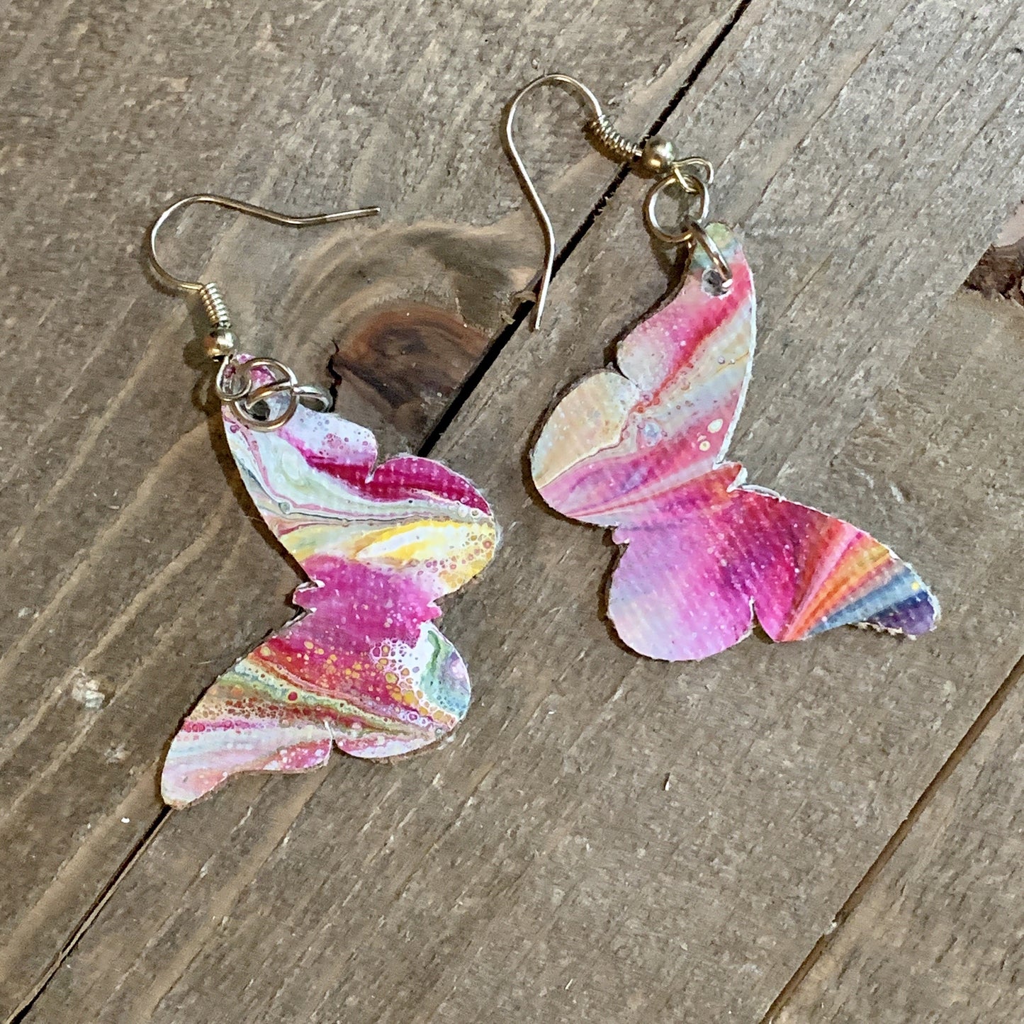 Wearable Art Canvas Butterfly Fish Hook Earrings - Cinder House Creations