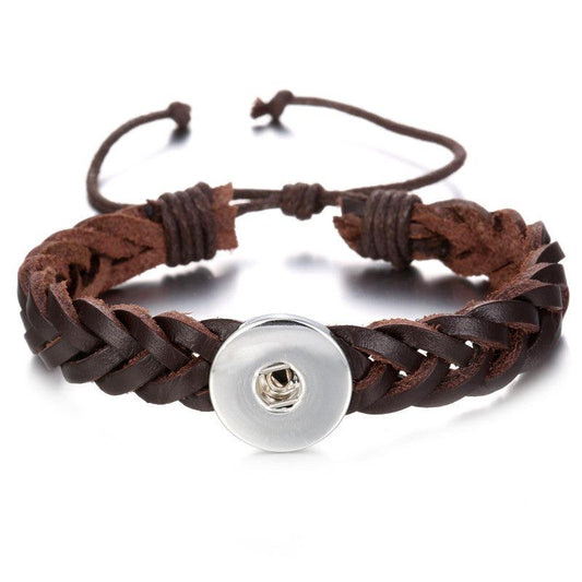 Twisted Leather Snap Bracelet - Cinder House Creations
