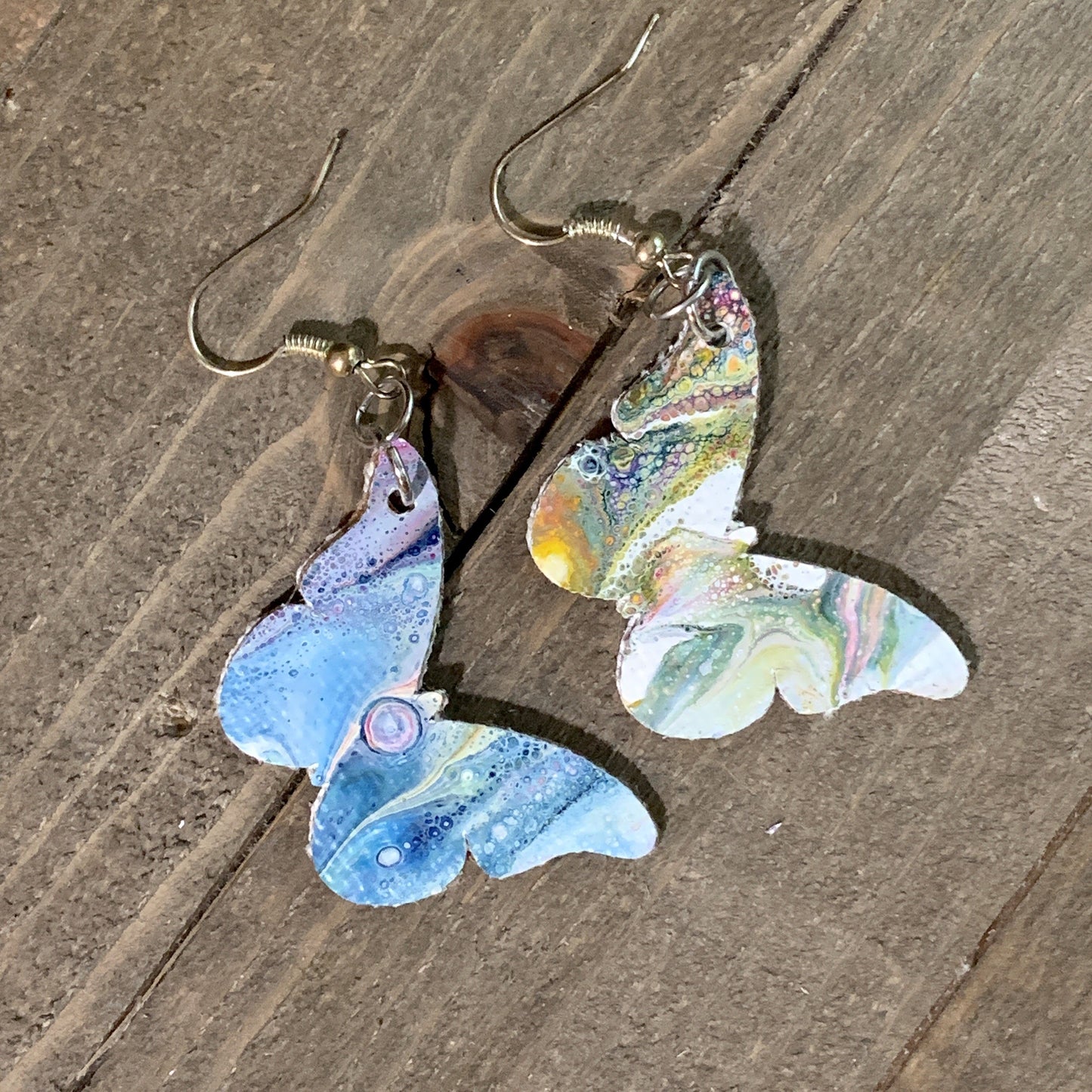 Wearable Art Canvas Butterfly Fish Hook Earrings - Cinder House Creations