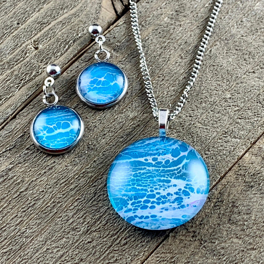 Round Wearable Art Pendant and Earring Sets - Cinder House Creations