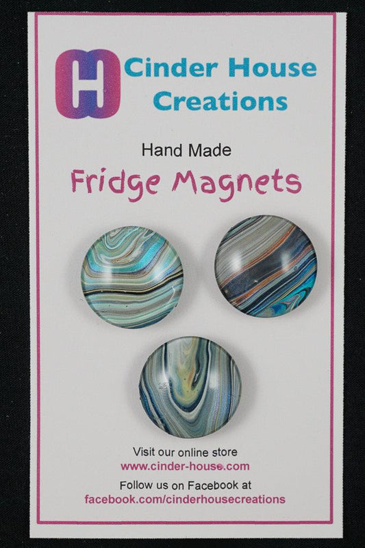 Fluid Art Fridge/Locker Magnets - Set of 3 - Cinder House Creations