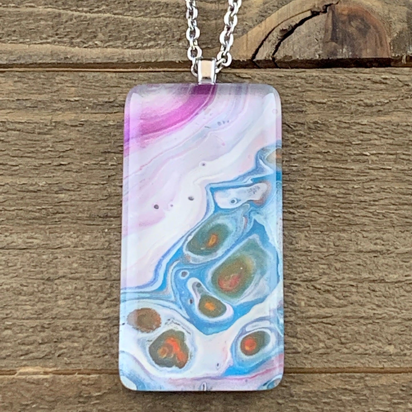 Tray-less Wearable Art Rectangle Pendant - Cinder House Creations
