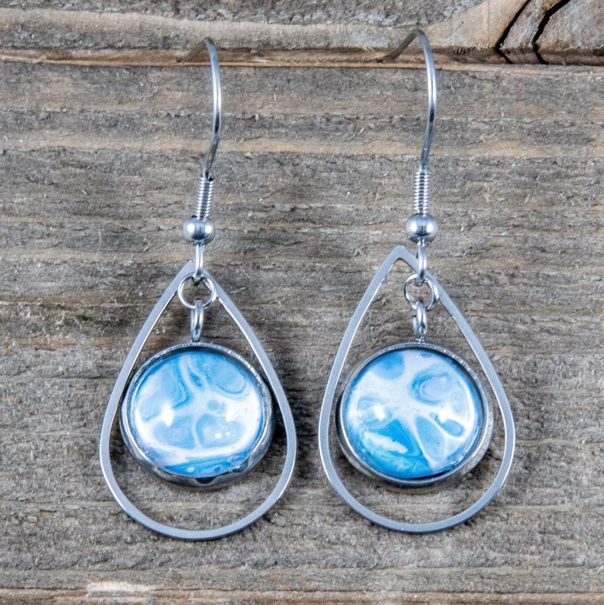 Wearable Art Teardrop Fish Hook Earrings - Cinder House Creations
