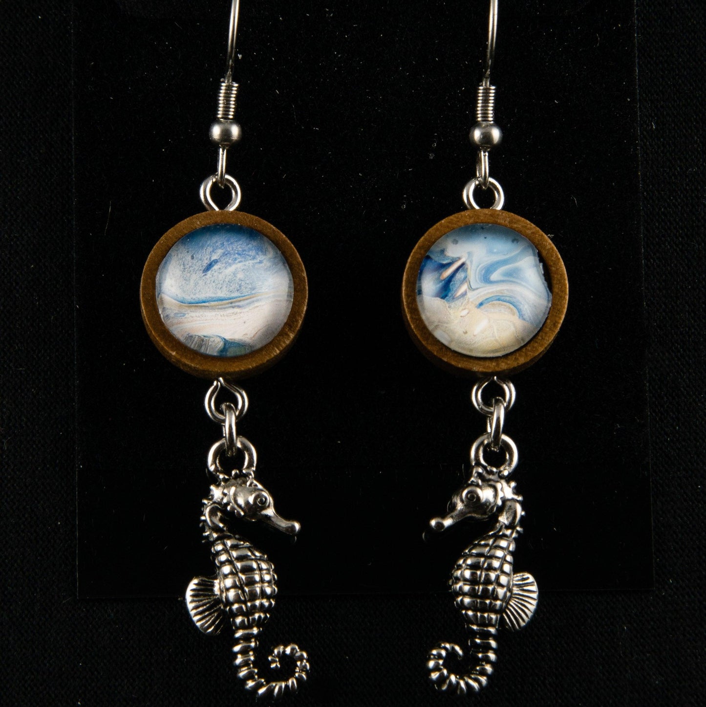 Ocean Inspired Wearable Art Fish Hook Earrings - Cinder House Creations