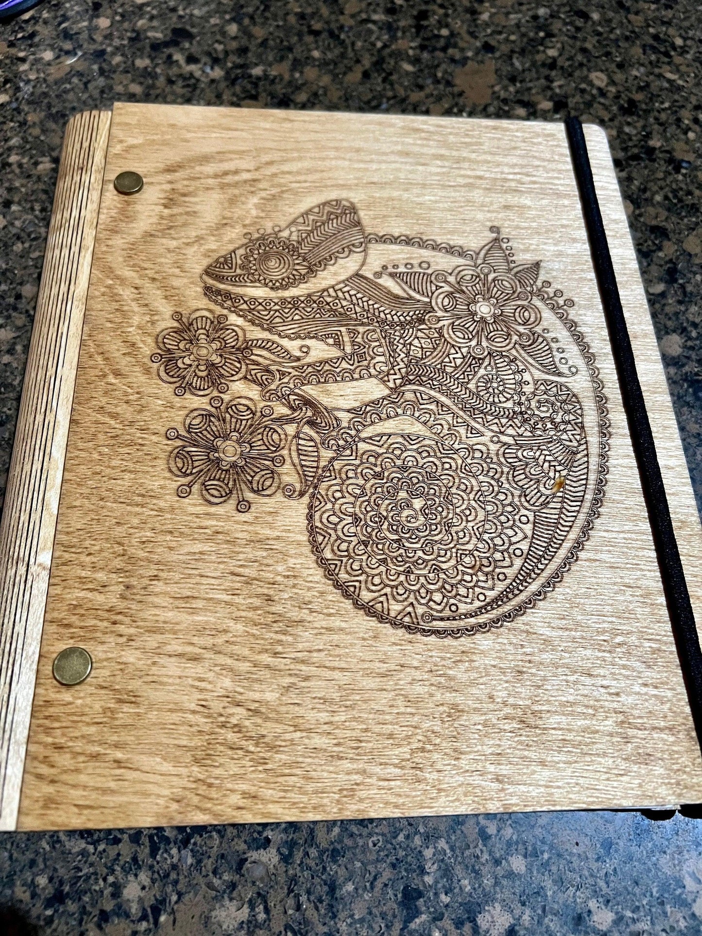 Laser Cut Notebook/Journal Mandala Chameleon - Cinder House Creations