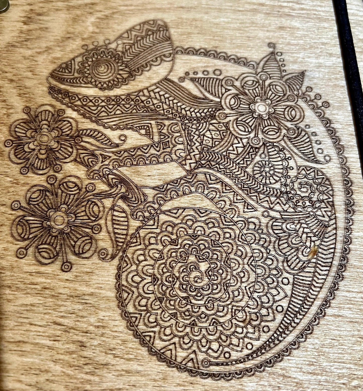 Laser Cut Notebook/Journal Mandala Chameleon - Cinder House Creations