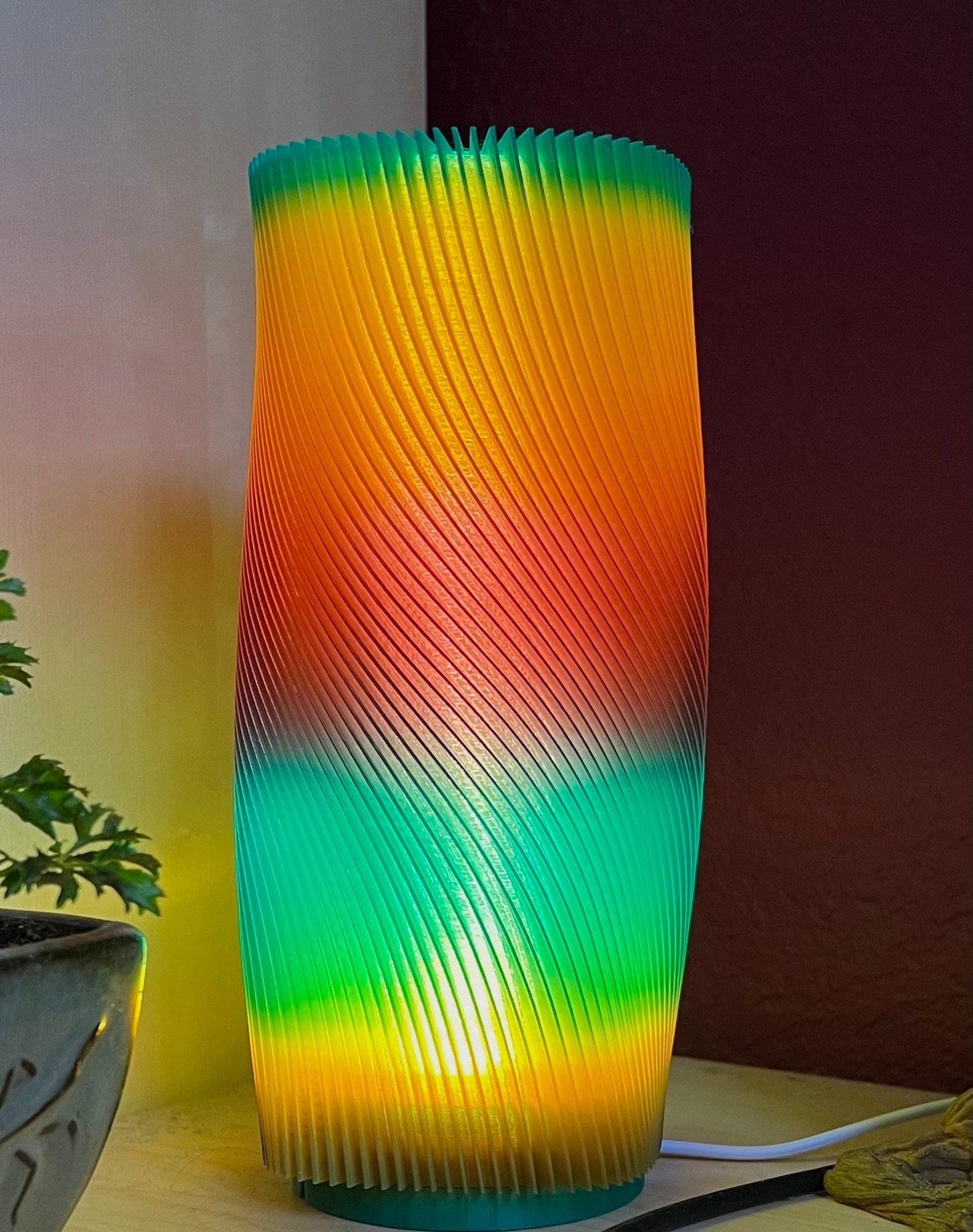 Twisted Multicolor LED Desk/Table Lamp - Cinder House Creations