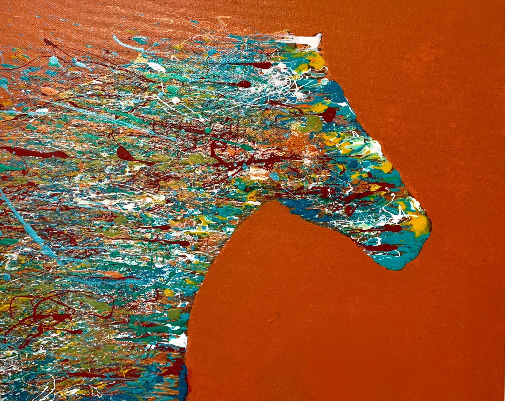 Fluid Art Abstract Horse #289 - Cinder House Creations